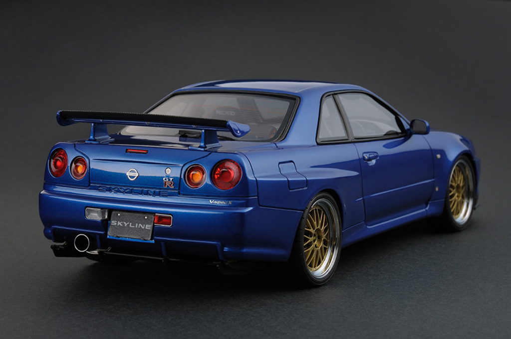 Nissan Skyline R34 GT-R V-Spec II Bayside Blue IG0162 1/18 Ignition Model